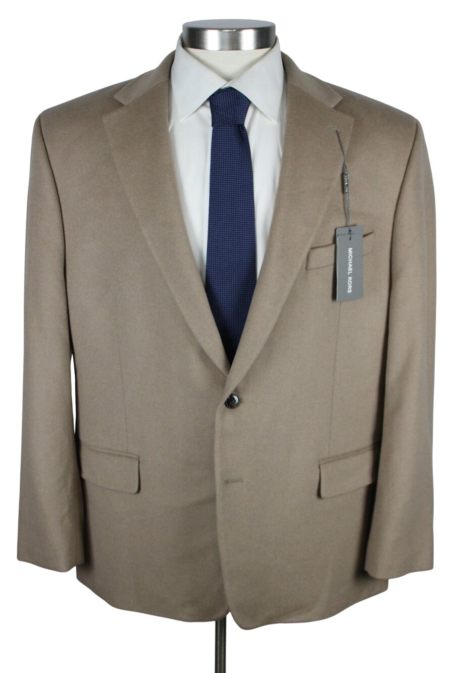 Michael Kors Kipp Sport Coat Mens 46 R Tan Wool Silk Cashmere Classic Fit Blazer
